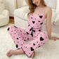 💖Womens 2 Piece Ribbed Pajama Set Heart Print Camisole Top and Long Pants Loungewear