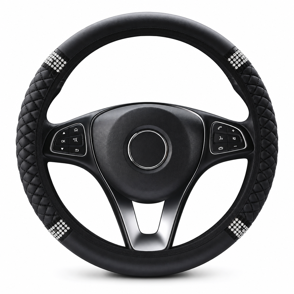 ⏳Time-Limited Special ⏰ Rhinestone Steering Wheel Cover – Sparkling, Quilted, Luxury 🚗