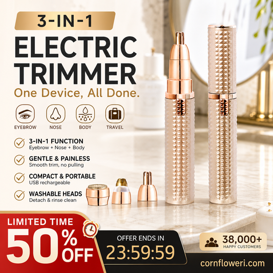 🔥 Portable Electric Eyebrow Trimmer – Interchangeable Heads 🪒